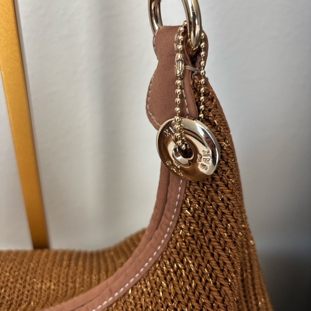 Gorgeous THE SAK Brown & Gold Threads Woven HOBO Shoulder Bag - Picture 5 of 13